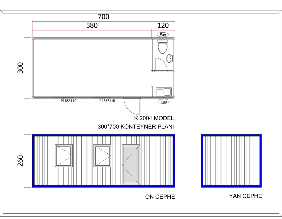 YENİ 3x7 m Tek Oda Mutfak + WC 